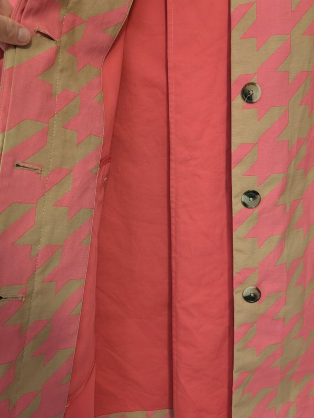 Isaac Mizrahi for Target 20th Anniversary Houndstooth Coat | XS | Pink & Tan - Picture 7 of 8